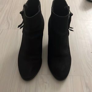 All Saints Black Suede Croc Embossed Boots